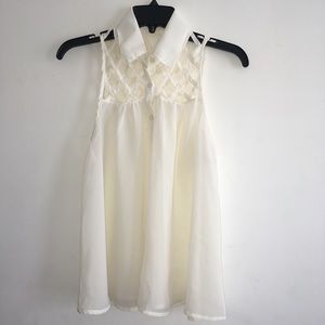 Cream chiffon Cut-Out detail Top